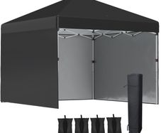 3 x 3 (M) Pop Up Gazebo Event Shelter, Height Adjustable Party Tent with 3 Sidewalls, Weight Bags and Wheeled Bag