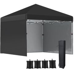 3 x 3 (M) Pop Up Gazebo Event Shelter, Height Adjustable Party Tent with 3 Sidewalls, Weight Bags and Wheeled Bag