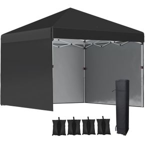 3 x 3 (M) Pop Up Gazebo Event Shelter, Height Adjustable Party Tent with 3 Sidewalls, Weight Bags and Wheeled Bag
