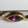 Vintage Gold Plated Bar Purple Stone Brooch Image 9