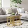 Round Coffee Tables Set of 2, Nesting Tables with Tempered Glass Top and Steel Frame, 60cmx60cmx47cm, Gold Tone Image 3