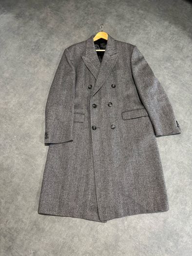 Men's Gray Double-Breasted Herringbone Coat