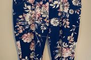 Italian Boutique Navy Blue Floral Drawstring Joggers Size UK 14-16