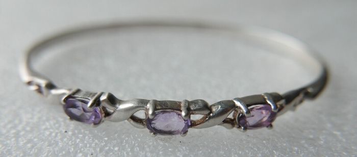 Vintage 925 Sterling Silver and Amethyst Bangle