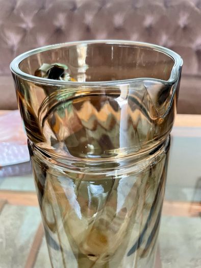 Vintage 1960s French Glass Jug with Decorative Swirling Design