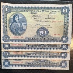 Lot of 4 Circulated 10 Pound Lavery Banknotes