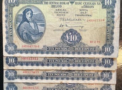 Lot of 4 Circulated 10 Pound Lavery Banknotes