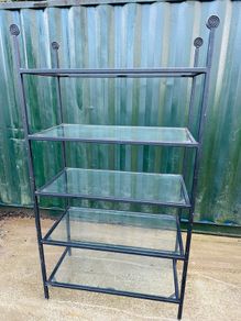 3 Large Black Steel Glass Shelf Shop Display Units