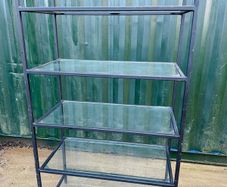 3 Large Black Steel Glass Shelf Shop Display Units