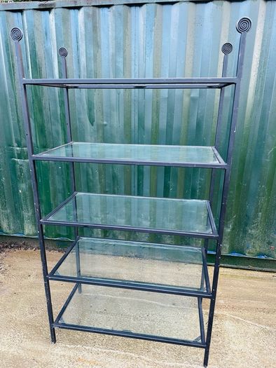 3 Large Black Steel Glass Shelf Shop Display Units