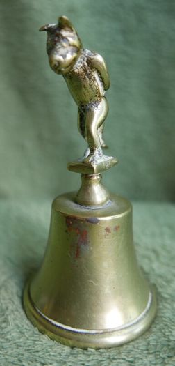 Vintage Brass Handbell Featuring a Mischievous  Handle