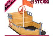 Wooden Sandpit Children Sandbox Pirate Ship Sandboat Outdoor Backyard Playset Play Station (FREE SHIPPING)
