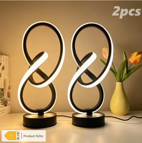 2 Unique Spiral-designed Desk Lamps with USB-powered Three-color Adjustable Warm and Romantic LED Lights, Suitable for Bedroom, Living Room, Study, and Hotel Room Bedside Decoration