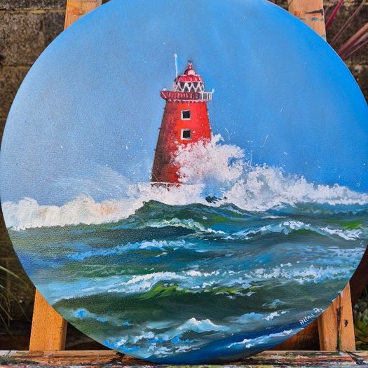Storm Bram at Poolbeg Lighthouse | Oil Painting on canvas