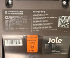 Joie stages car seat suitable from birth to 4 years.Infint incert included . Chair secured by car seatbelt