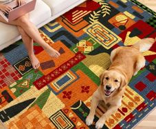 Washable Living Room Rugs 160x230cm Abstract Vintage Patchwork Rug  Non-Slip & Low Pile Indoor Carpet for Bedroom , Dining Room, Office Decor