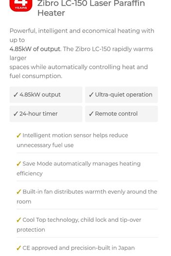 Zibro LC-150 Laser Paraffin Heater