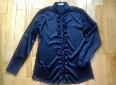 Beautiful Black Satin Blouse By Van Den Berch