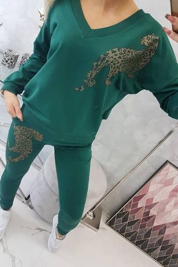 2 piece  tracksuit set with zircon panther