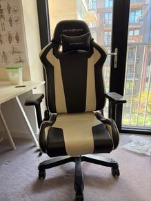 KING XL Black & White PVC Leather, Gaming + office chair