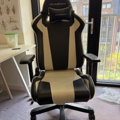 KING XL Black & White PVC Leather, Gaming + office chair