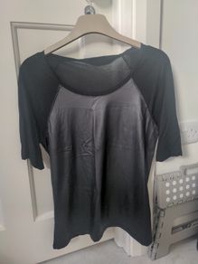 Ladies short sleeved leatherette top