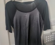 Ladies short sleeved leatherette top