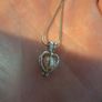 18k White Gold Plated Heart-cage Pearl Pendant Snake Chain Image 7