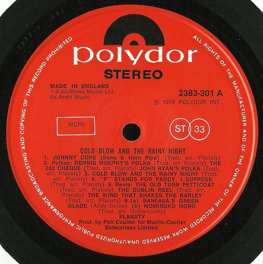 Planxty Cold Blow And The Rainy Night
