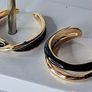 A Pair of Black Oil Drip Rings with Open Ring & Twist Ribbon Ring Image 4
