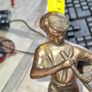 Vintage Mid Century Bronze Figurine Boy Playing Flute Sculpture. Postage available or Collection Image 7