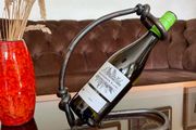 Vintage 20th Century Cast Iron Metal Brutalist Sculpture Bottle Holder Wine Rack