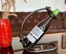 Vintage 20th Century Cast Iron Metal Brutalist Sculpture Bottle Holder Wine Rack
