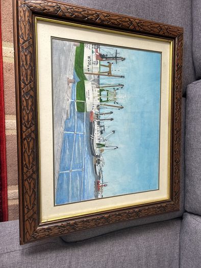 Beautiful framed painting of Irish fishing boats