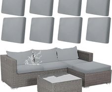 8 Pcs Cushion Covers Patio Stretch Outdoor Cushion Cover Replacement for Patio Furniture Sofa Couch Slipcovers, Soft Flexibility Washable Furniture Protector (Light Gray)
