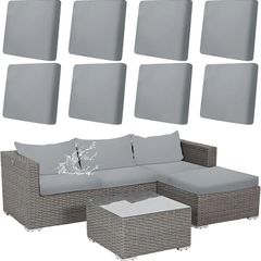 8 Pcs Cushion Covers Patio Stretch Outdoor Cushion Cover Replacement for Patio Furniture Sofa Couch Slipcovers, Soft Flexibility Washable Furniture Protector (Light Gray)