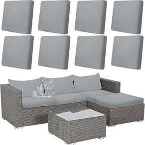 8 Pcs Cushion Covers Patio Stretch Outdoor Cushion Cover Replacement for Patio Furniture Sofa Couch Slipcovers, Soft Flexibility Washable Furniture Protector (Light Gray)