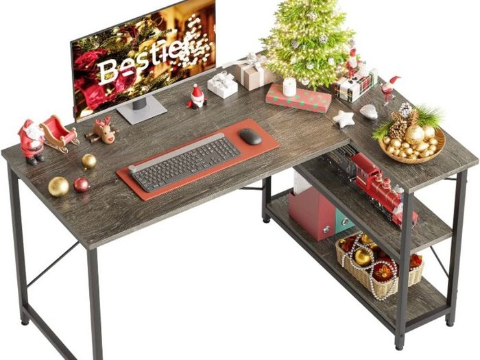 L Shaped Desk Small Corner Desk with Shelves 120CM Reversible Computer Desk Writing Table with Bookshelf for Home Office Small Space LOTS OF COLOURS AVAILABLE, SEE PHOTOS (FREE POSTAGE)