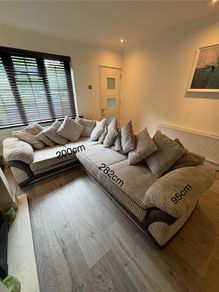 L Shape Grey Corduroy Sofa