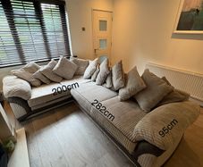 L Shape Grey Corduroy Sofa