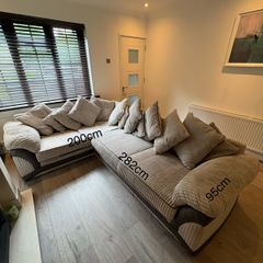 L Shape Grey Corduroy Sofa