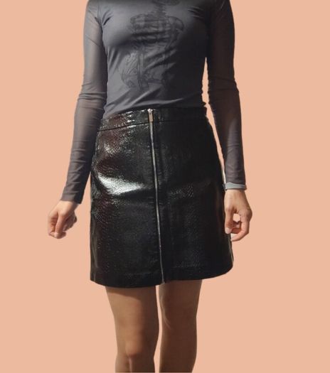 Croc Effect Faux Leather Mini Skirt  New Look  UK 12