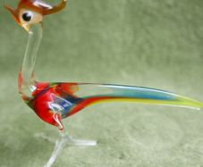 Vintage Murano Rooster Figurine, Miniature Blown Glass Sculptures, Glass Art.