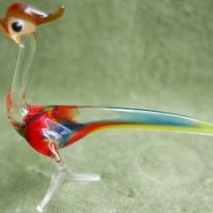 Vintage Murano Rooster Figurine, Miniature Blown Glass Sculptures, Glass Art.