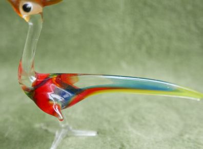 Vintage Murano Rooster Figurine, Miniature Blown Glass Sculptures, Glass Art.