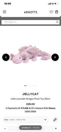 New JELLYCAT Little Lavender Dragon