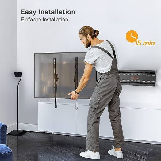 FREE P&P TV Wall Bracket for 26-60 inch TVs up to 52kg, Sturdy Tilt TV Bracket with VESA 75x75-400x400mm, 55 Inch Slim Wall Mount with Safe Pull Strings