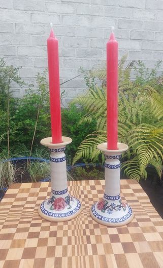 Beautiful Nicholas Mosse Tall Candlestick in the Popular but Discontinued Kilfane Rose Pattern, Circa 1996-2004, Number One of Two Available