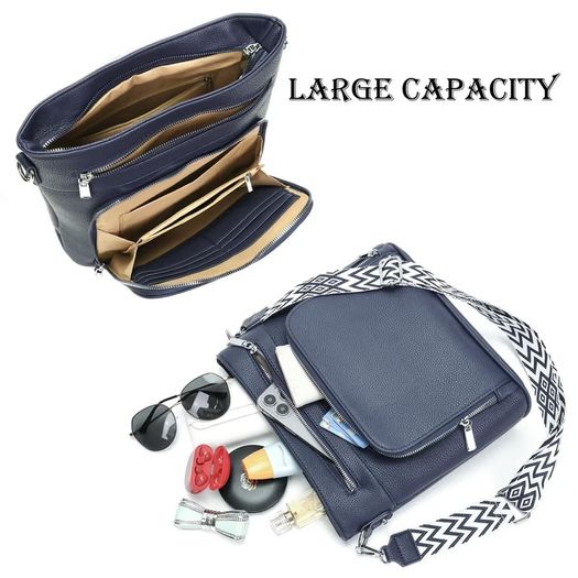 Brand New Women's Shoulder Bag Large Trendy Handbag with Wallet Function - Blue