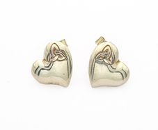 ST Justin Celtic Hearts Sterling Silver Earrings, In Original Box